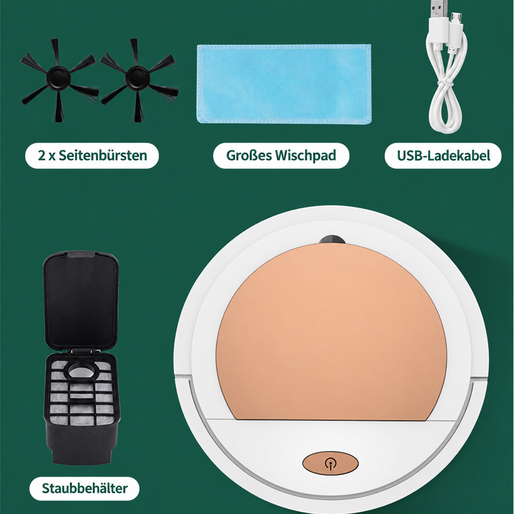 Intelligenter Saugroboter: 3-in-1-Funktion – Kehren, Saugen und Wischen